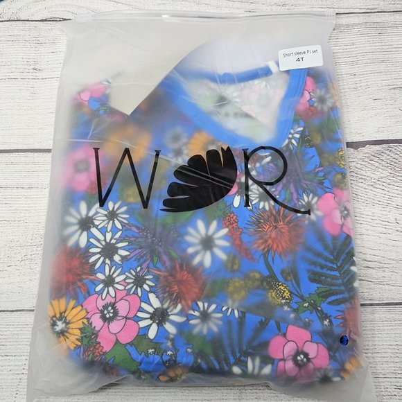 NEW!!! William & Ryan Toddler Girl Bamboo Blue Wildflower 2 Piece Short PJ Set 4 - Picture 2 of 3